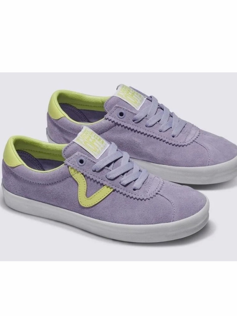 NEW Vans Sport Low Lavender Neon Lime Suede Skate Shoes Sneaker M 10.5 W 12